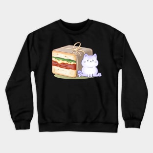 A cute cat with a bread Crewneck Sweatshirt